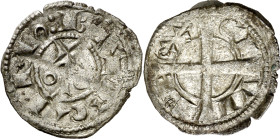 Alfons I (1162-1196). Barcelona. Diner. (Cru.V.S. 296 var) (Cru.C.G. 2100d). Vellón rico. 0,92 g. MBC+.