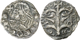 Alfons I (1162-1196). Zaragoza. Óbolo jaqués. (Cru.V.S. 299) (Cru.C.G. 2107). Oxidaciones. Escasa. 0,40 g. (MBC).