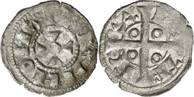 Pere I (1196-1213). Barcelona. Òbol. (Cru.V.S. 301) (Cru.C.G. 2110). Vellón rico. Escasa así. 0,45 g. EBC-.