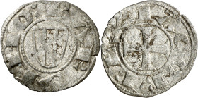 Jaume I (1213-1276). Barcelona. Diner de doblenc. (Cru.V.S. 304) (Cru.C.G. 2118). Algo alabeada. Leves manchitas. Vellón rico. 0,87 g. MBC+.