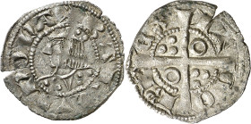 Jaume II (1291-1327). Barcelona. Diner. (Cru.V.S. 342.1) (Cru.C.G. 2159a). Vellón rico. Atractiva. Escasa y más así. 0,89 g. EBC-.