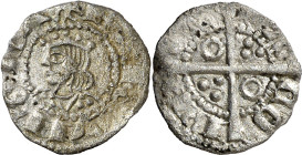 Jaume II (1291-1327). Barcelona. Òbol. (Cru.V.S. 343) (Cru.C.G. 2165). Vellón rico. escasa. 0,42 g. MBC+.