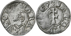 Jaume II (1291-1327). Zaragoza. Dinero jaqués. (Cru.V.S. 364) (Cru.C.G. 2182). 1 g. MBC-.
