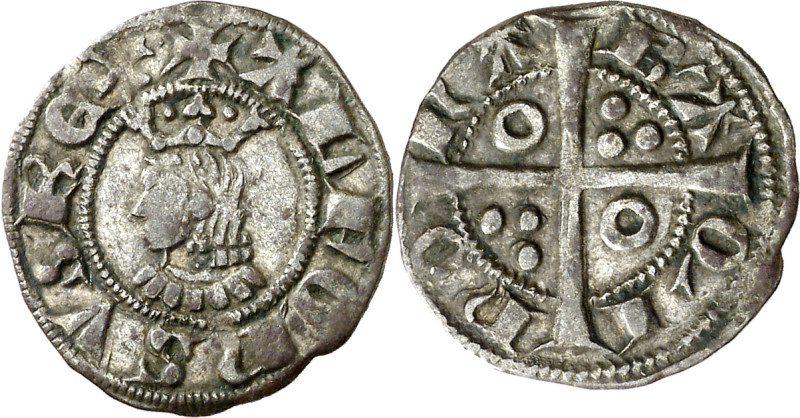 Alfons III (1327-1336). Barcelona. Diner. (Cru.V.S. 367) (Cru.C.G. 2185). Muy es...