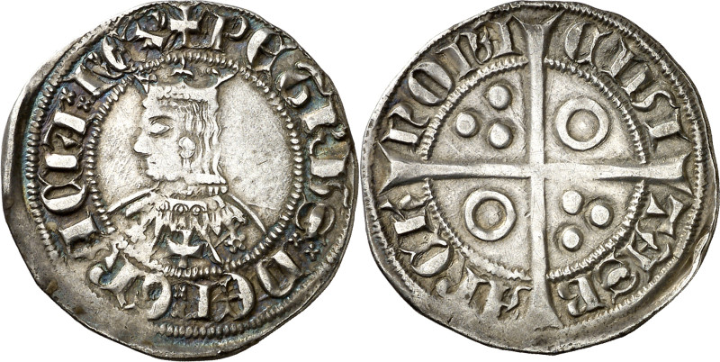 Pere III (1336-1387). Barcelona. Croat. (Cru.V.S. 408.3) (Cru.C.G. 2223i). Flore...