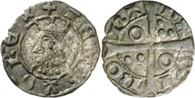 Pere III (1336-1387). Barcelona. Diner. (Cru.C.G. 418.1) (Cru.C.G. 2231). La V de PETRVS es una invertida. Atractiva. Escasa así. 0,92 g. EBC-.