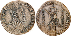 1567. Felipe II. Jetón. (D. 2454) (V.Q. 13643). Escaso. 4,76 g. MBC/MBC+.