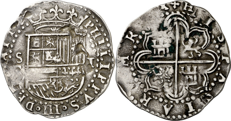 s/d. Felipe II. Sevilla. . 1 real. (AC. 258). Numeral III por doble acuñación. H...