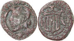 1601. Felipe III. Granollers. 1 diner. (AC. 38) (Cru.C.G. 3741d). Busto a izquierda. Rara. 0,61 g. BC+.