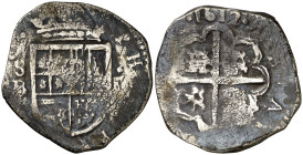 1612. Felipe III. Sevilla. B. 2 reales. (AC. 671). Ex Áureo & Calicó 31/05/2018, nº 387. Escasa. 6,36 g. BC+.