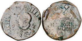 1637. Felipe IV. Nápoles. GA/C. 1 grano. (Vti. 273) (MIR. 261/1). Escasa. 10,22 g. BC.