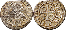 1630. Felipe IV. Barcelona. 1/2 croat. (AC. 537) (Cru.C.G. 4419a var). Algo descentrada. Escasa. 1,61 g. MBC-.