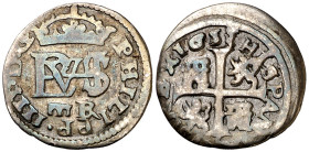 1655/4/3. Felipe IV. Segovia. BR. 1/2 real. (AC. 637). Rara. 1,18 g. MBC-.
