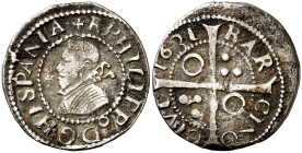 1631. Felipe IV. Barcelona. 1 croat. (AC. 660) (Cru.C.G. 4414c var). Rara. 2,50 g. MBC-.