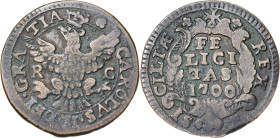1700. Carlos II. Palermo. RC. 1 grano. (Vti. 43) (MIR. 497/3). 5,07 g. BC+.