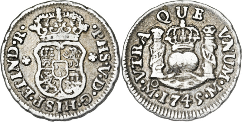 1745. Felipe V. México. M. 1/2 real. (AC. 270). Columnario. Ex Áureo 12/03/1990,...