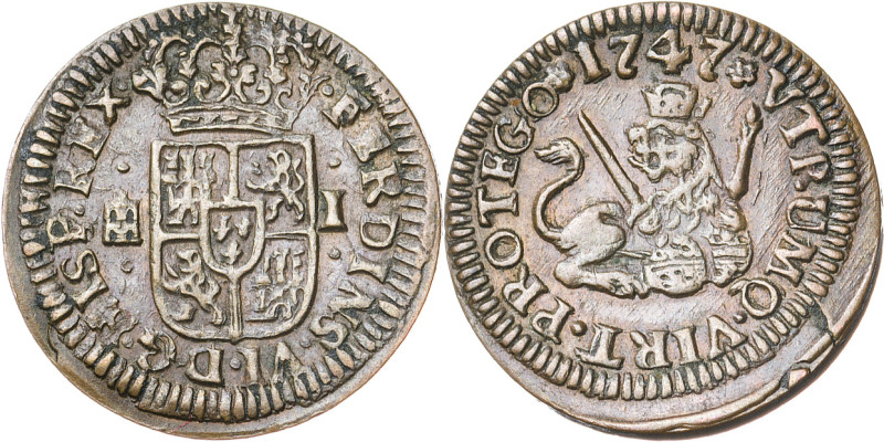 1747. Fernando VI. Segovia. 1 maravedí. (AC. 19). 1,36 g. MBC+.