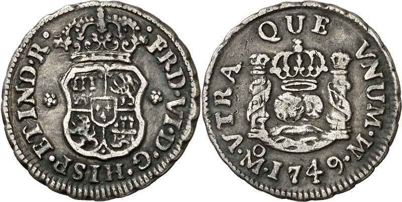 1749. Fernando VI. México. M. 1/2 real. (AC. 82). Columnario. Rayitas. 1,64 g. M...