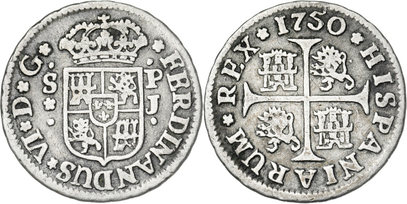 1750. Fernando VI. Sevilla. PJ. 1/2 real. (AC. 119). 1,36 g. MBC-.