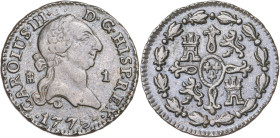 1775. Carlos III. Segovia. 1 maravedí. (AC. 32). 1,29 g. MBC/MBC+.