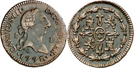 1773. Carlos III. Segovia. 1 maravedí. (AC. 35). Insignificantes oxidaciones. Atractiva. Ex Áureo 16/03/1993, nº 466. Escasa así. 1,09 g. MBC+/EBC-....