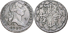 1777. Carlos III. Segovia. 4 maravedís. (AC. 57). 5,22 g. MBC-/MBC.