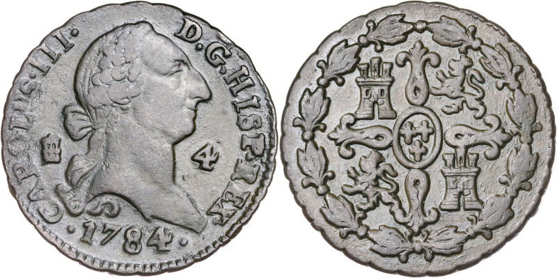 1784. Carlos III. Segovia. 4 maravedís. (AC. 63). 5,38 g. MBC.