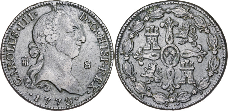 1773. Carlos III. Segovia. 8 maravedís. (AC. 70). Ex M. Sisó 25/06/1985. 11,79 g...