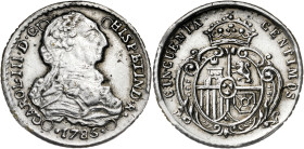 1785. Carlos III. 50 céntimos. Fantasía en plata. 1,27 g. MBC.