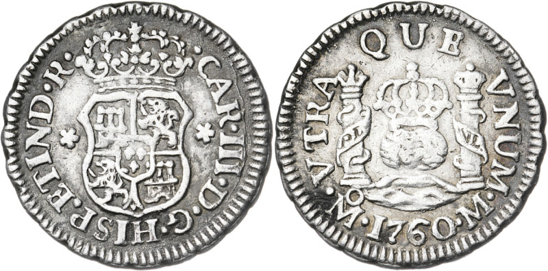 1760. Carlos III. México. M. 1/2 real. (AC. 176). Columnario. Ex Colección Iriar...