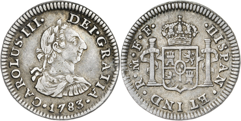 1783. Carlos III. México. FF. 1/2 real. (AC. 210). Ex Áureo 27/06/1990, nº 799. ...