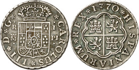 1770. Carlos III. Madrid. PJ. 1 real. (AC. 387). Atractiva. Escasa así. 2,87 g. MBC+.