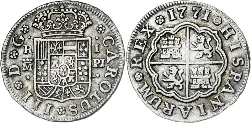 1771. Carlos III. Madrid. PJ. 1 real. (AC. 388). Alabeada. 2,93 g. MBC+/MBC.