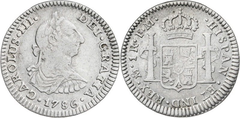 1786. Carlos III. México. FM. 1 real. (AC. 442). Ex M. Sisó 03/10/1987. 3,28 g. ...