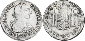 1783. Carlos III. Lima. MI. 2 reales. (AC. 598). Ex Áureo 20/09/1990, nº 1059. 6,78 g. BC+/MBC-.