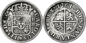 1761. Carlos III. Madrid. JP. 2 reales. (AC. 609). Manchitas. Ex M. Sisó 13/06/1987. 5,63 g. MBC.