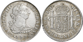 1778. Carlos III. México. FF. 2 reales. (AC. 666). Golpecito en canto. Ex M. Sisó 26/04/1986. 6,64 g. MBC/MBC+.