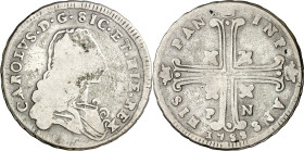 1755. Carlos III. Palermo. PN. 6 tari. (Vti. 63) (MIR. 571/2). Escasa. 12,85 g. BC/BC+.
