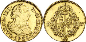 1786. Carlos III. Madrid. DV. 1/2 escudo. (AC. 1280). 1,77 g. MBC-/MBC.