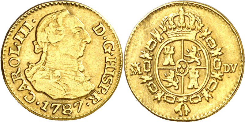 1787. Carlos III. Madrid. DV. 1/2 escudo. (AC. 1281). 1,72 g. MBC+.