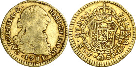 1781. Carlos III. Popayán. SF. 1 escudo. (AC. 1426) (Restrepo 54-21). Escasa. 3,34 g. BC+/MBC-.