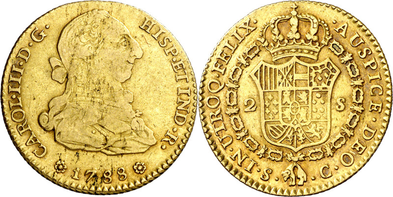1788. Carlos III. Sevilla. C. 2 escudos. (AC. 1739). 6,69 g. MBC-/MBC.