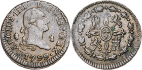 1799. Carlos IV. Segovia. 1 maravedí. (AC. 22). 1,08 g. MBC.
