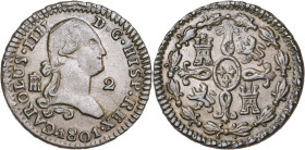 1801. Carlos IV. Segovia. 2 maravedís. (AC. 35). Rayita. Buen ejemplar. Ex Áureo 13/03/1990, nº 2164. 2,30 g. MBC+.
