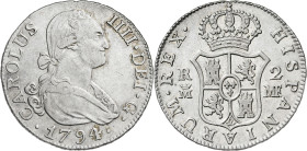 1794. Carlos IV. Madrid. MF. 2 reales. (AC. 601). Atractiva. 5,96 g. MBC/MBC+.