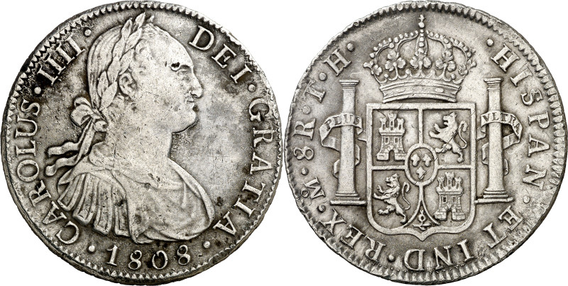 1808. Carlos IV. México. TH. 8 reales. (AC. 988). 26,85 g. MBC-/MBC.