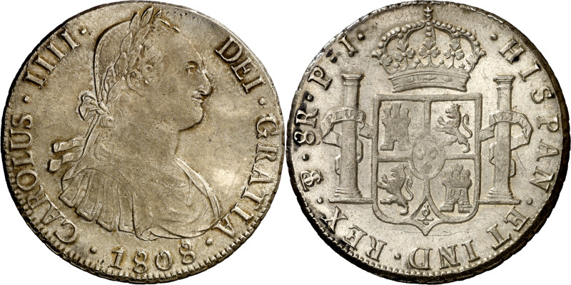 1808. Carlos IV. Potosí. PJ. 8 reales. (AC. 1014). 27,06 g. EBC-.