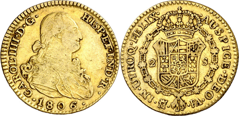 1806. Carlos IV. Madrid. FA. 2 escudos. (AC. 1314). 6,76 g. MBC-/MBC.