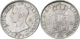 1810. José Napoleón. Madrid. AI. 4 reales. (AC. 14). 5,80 g. MBC.