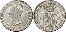 1812. José Napoleón. Sevilla. LA. 4 reales. (AC. 25). Escasa. 5,82 g. MBC/MBC+.